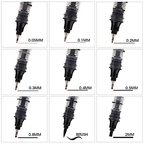 WRITECH Liquid Fineliner Pens Black Precision Multiliner Micro Pen 9