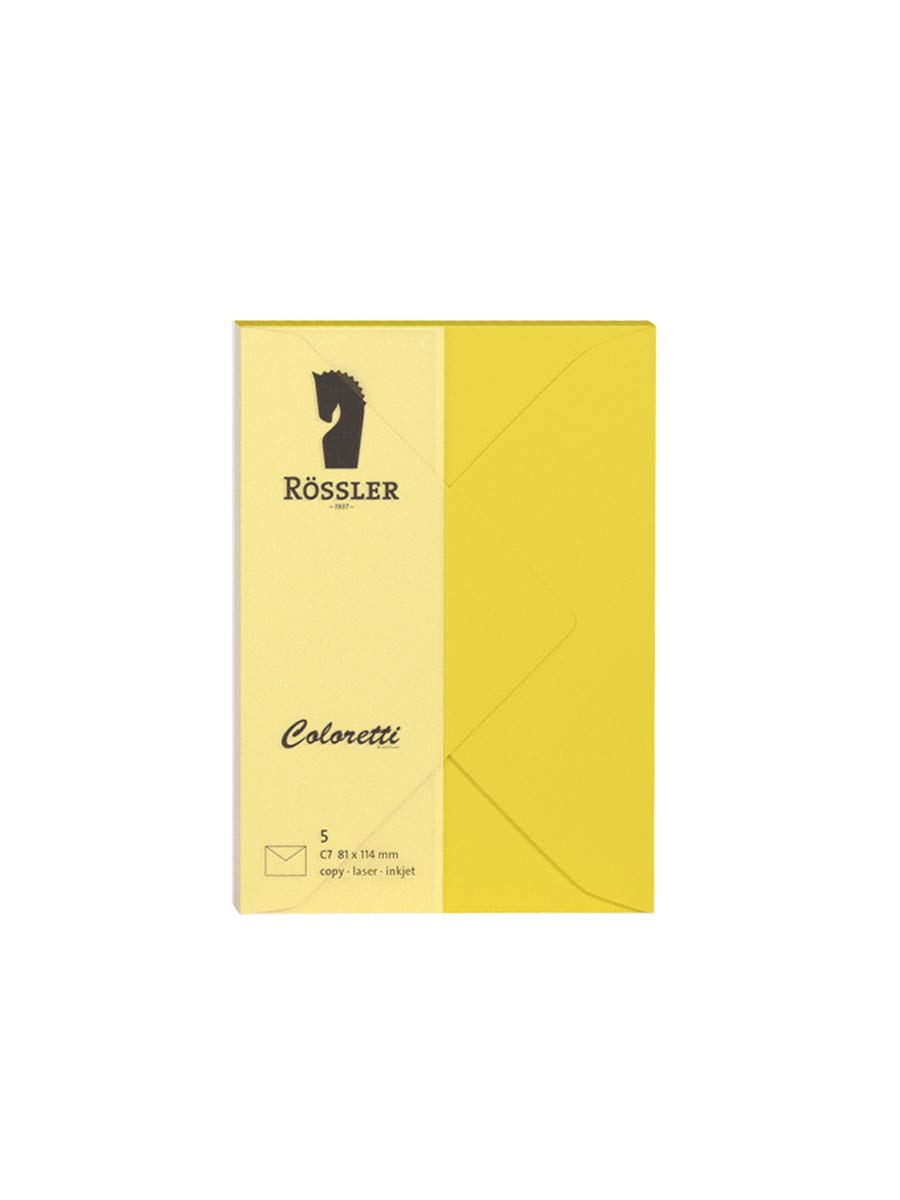 Rössler Coloretti envelopes, 80 g/m², C7, 5 Pieces Golden Yellow