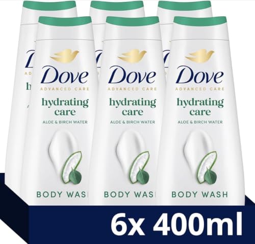 Dove Advanced Care Hydrating Care Body Wash Body Cleanser Duschgel mit Aloe & Birkenwasser für sofort lotionsweiche Haut, 6 x 400 ml