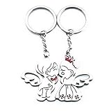 Cinlla Valentine's Day Angel Kiss Love Lover He She Boy Girl Couple Metal Keychain Keyring