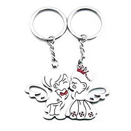 Cinlla Valentine's Day Angel Kiss Love Lover He She Boy Girl Couple Metal Keychain Keyring