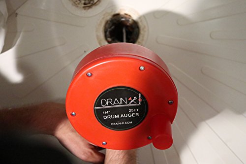 Plumbing Snake Drain Auger | 25-Ft Drain Snake Cable with Work Gloves and Storage Bag