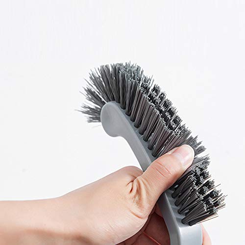 Axiba Toilet Brush Soft Bristle Strong Bristles Good Grips Hideaway Compact Long Brush for Bathroom Toilet The Rim Bowl Brush Pure Clean in 1 Motion with Pan Lip (Gray)