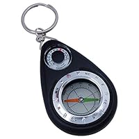 AceCamp Munkees Small Compass and Thermometer Keychain, Mini Pocket-Sized Waterproof Keyring Gear for Camping, Hiking, Backpacking, Survival Tool, Emergency Kit