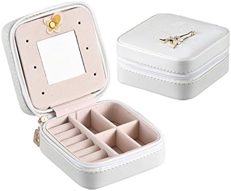 Cozhome 1PC Small Travel Jewelry Leather Box Organizer Storage Case For Earrings (Eiffel Tower-White)