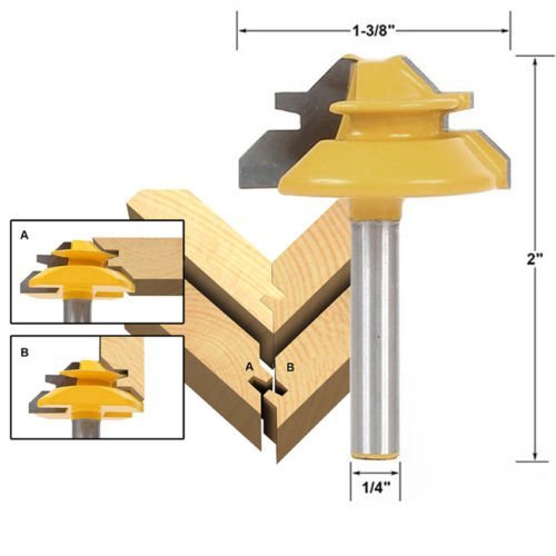 ACEBOX 1/2" Stock 1/4" Shank 45 Degree Lock Miter Small Lock Miter Router Bit