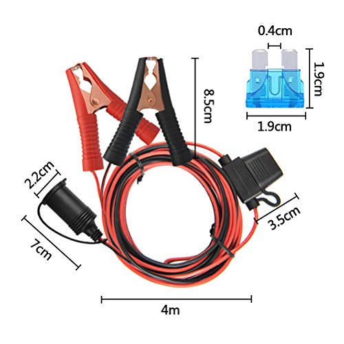 YOTINO Female Cigarette Lighter Socket,10FT/3m Long 12V/24V 16AWG Heavy Duty Battery Clip-On Cigarette Lighter Adapter Extension Cord Accessory 15A/25A Fuse Holder for Car Tire Inflator Air Compressor