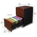 Aurora FC-103RT Modern Soho Design 3-Drawer Metal Mobile File Cabinet with Lock Key/Fully Assembled, Metallic Charcoal/Red Teak