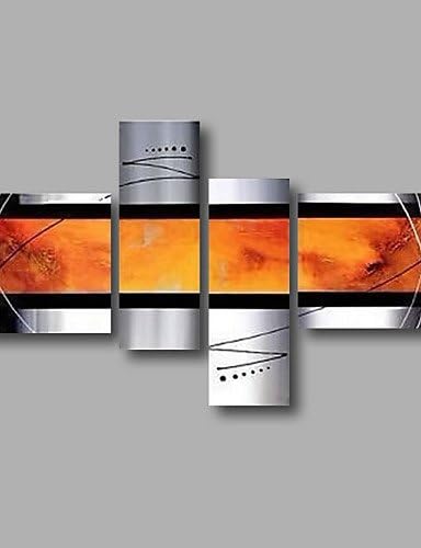 OFLADYH Stretched (Ready to hang) Hand-Painted Oil Painting 64"x44" Canvas Wall Art Modern Abstract Black Grey Orange