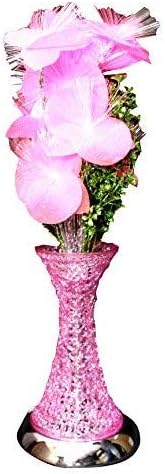 Keydell Elegant Flower Lamp Vase with Lights Home Decor Showpiece (Pink)