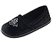 ULTRAIDEAS Women's Comfy Memory Foam Cotton Knit Slippers, Ladies' Plush Terry Lining Loafer Lightweight House Shoes with Indoor Outdoor Anti-Skid Rubber Sole (M /7-8 B(M) US, Black)