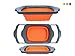 XL Large Kitchen Strainer by Comfify - Collapsible Silicone Over-The-Sink Colander with Extendable Handles - Use with Pasta, Fruit, Berries & Veggie - 6 Quart - -Orange & Grey