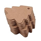 Dolland 50 PCS Paper Gift Tags Kraft Tag Christmas Tree Shape Hang Labels for Christmas Wedding Birthday Thanksgiving,Khaki