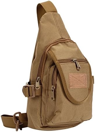 Outdoor Sports Casual Canvas Crossbody Sling Bag Backpack, Small Multipurpose Daypack Hiking Chest Shoulder Bag for Men and Women (Khaki)
