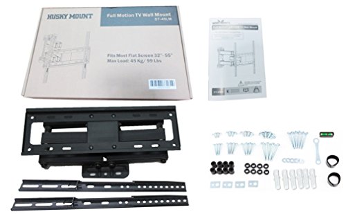 Husky Mounts Full Motion TV Wall Mount For Most 32 37 39 40 42 46 47 50 52 55 Inch LED LCD Flat Screen VESA 400X400 400x200 400x300 200x200 200x100 100x100 Tilt Swivel Articulating Movable TV Bracket