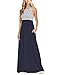 MEROKEETY Women's Summer Striped Sleeveless Crew Neck Long Maxi Dress Dress with Pockets Navy