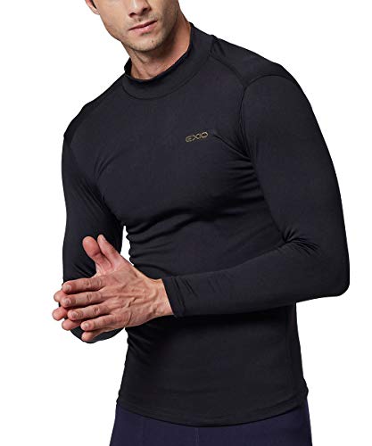 EXIO Mens Thermal Winter-Gear Compression Top Long-Sleeve Midweight Baselayer Underwear Shirt/Bottom (Ext22 Bk, 2X-Large)