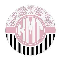 KMT Monogram Gift Pink Damask Initials KMT or KTM