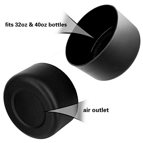 Protective Silicone Bottle Boot/Sleeve. Hydro Flask Compatible, BPA Free Anti-Slip Bottom Cover Cap Stainless Steel Water Bottle, Dishwasher Safe (Black, 32 and 40 oz)