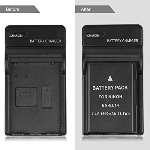 EN-EL14 EN EL14a EN-EL14+Battery Charger MH-24 for Nikon D3100, D3200, D3300, D3400, D3500, D5100, D5200, D5300, D5500, D5600, Df DSLR, Coolpix P7000, P7100, P7700, P7800 Cameras - Thumbnail 5