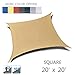 LOVE STORY 20' x 20' Sand Square Sun Shade Sail Canopy UV Block for Outdoor Patio Garden Backyard
