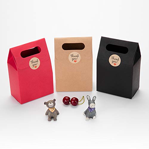 Mionno Kraft Paper 1.25" Round Thank You Stickers with Red Heart - 1000pcs/Roll Adhesive Labels for Decorative and Envelope Sealing, Gift Wrap, Birthday, Baby Shower, Wedding, Party (1 Roll)