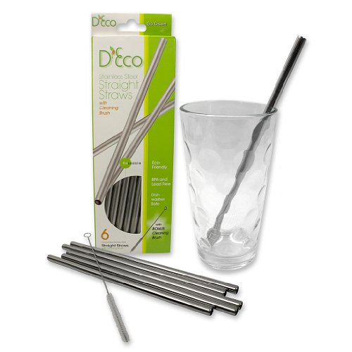 Stainless Steel Straws, 12 Pcs Extra Long 10.5 Inches Reusable Drinking Straws Rustproof Metal Dishwasher Safe Straw with 3 Pcs 9.5 Inches Cleaning Brushes For Yeti, Rtic 30oz 20oz Tumblers
