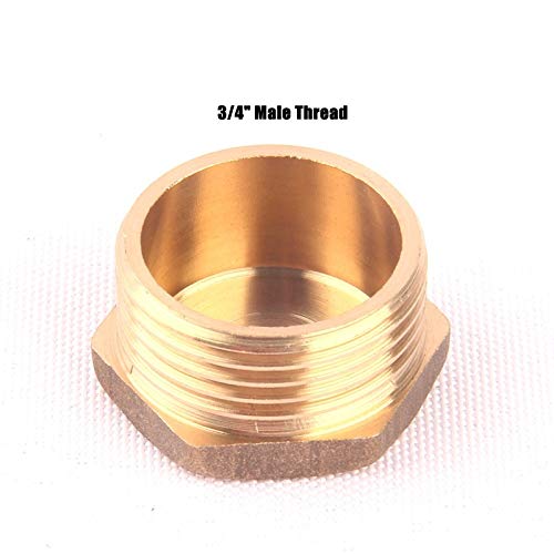 Kammas 1pcs Well Brass 3/4" Male Thread Cap for Garden Irrigation Fittings Water Pipe Plug Tube Metal Adapter Connector Parts - (Diameter: 3/4'')