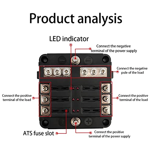 6 Way 12V Fuse Block, Waterproof Boat Fuse Panel With LED Indicator