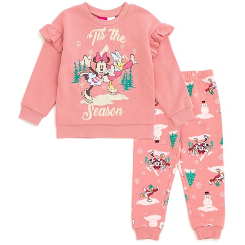 Disney Girls Fleece Sweatshirt and Jogger Pants Outfit Set Newborn to Big Kid Sizes (Newborn - 14-16)
