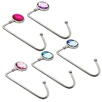 MonLiya 5 Pack Purse Hook for Tables, Fashionable Crystal Bag Hangers Portable Handbag Hangers&Hooks Table Hook Holder Gifts for Women Bags Purse, 5 Colors