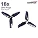 Crazepony 16pcs Gemfan Flash 2540 3 Leaf Propeller 2.5inch Triblade Props Compatible with 1105 1106 Brushless Motor for DIY Micro FPV Drone Quadcopter Like Babyhawk R Leader120 Cygnet Cx2(Black)