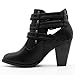 Premier Standard Women's Buckle Strap Block Heel Ankle Booties, TPS Camila-62 v3 Black Size 7