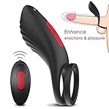 Vibrating Penis Ring with Double Ring, 9 Vibration Modes for Man or Couples Longer Lasting Erections, Wireless Remote Control Vibrating Penis Enhancer Rings Vibrator Rechargeable Waterproof