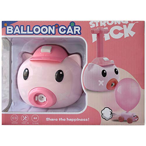 XUYU Pig Balloon Powered Car Toy Kit for Kids, Air Power Racer Cars with Balloons & Inflator Launcher, Party Supplies, Preschool STEM Science Education Toys for Children, Boys Girls, 3+ and Classroom