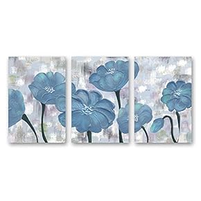 Canvas Wall Art Abstract Oil Painting Feature Flowers Painting Artwork for Home Prints Framed - 16"x24" x 3 Panels