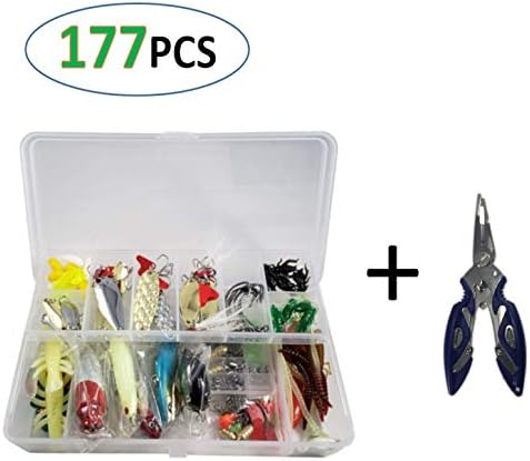NewQiang Fishing Accessories Kit with Tackle Box , Including Fishing Pliers, Fishing Jig Hooks, Fishing Sinker Slides, Bullet Bass Casting Sinker Weights,Fishing Swivels Snaps,Fishing Line Beads