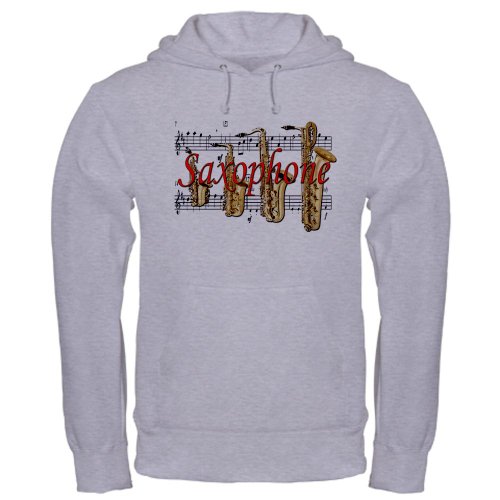 CafePress Saxophone Hooded Sweatshirt Pullover Hoodie, Classic & Comfortable Hooded Sweatshirt Heather Grey