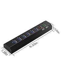 USB tipo C Hub 3.0 Power Hub USB Divisor de 8 puerto USB con BC1.2 USB de carga rápida cargador USB Hub 36 W para Ultrabook PC Portátil teléfono, Negro