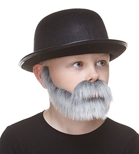 Mustaches Fake Beard, Self Adhesive, Small Nobleman False Facial Hair for Kids, Salt and Pepper Color