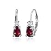 Ruby Earrings for Women Teardrop Synthetic Red Gemstone and Round CZ Sterling Silver Leverback Earring Fashion Bridesmaids Summer Trendy