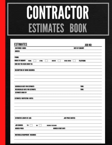 Estimate Book Contractor: Log book to record client details/ job quotes ...