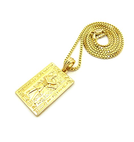 Egyptian Ancient Hieroglyphic Alphabet Thoth Pendant 24" Various Chain Necklace in Gold Tone - Image 5
