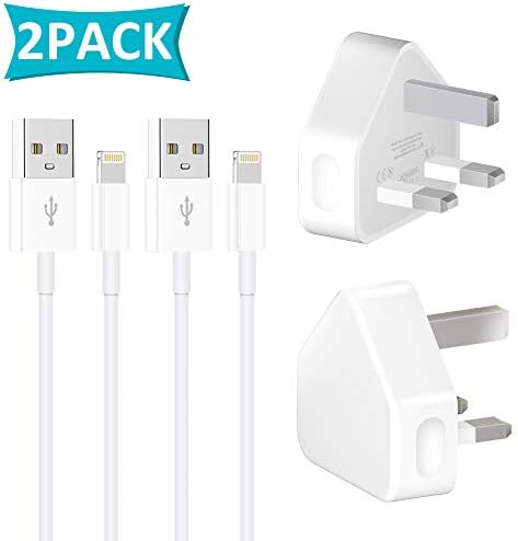 MFi Certified Phone Charger USB Wall Charger Fast Charging Portable Travel Wall Adapter [2-Pack Cables and 2 Chargers] Braided Cable Compatible with iPhone X/8/7/6S/6/Plus/5SE/5S