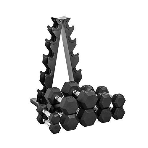 CAP Barbell Rubber Coated Dumbbell Set with Storage Rack (525 Lb Set