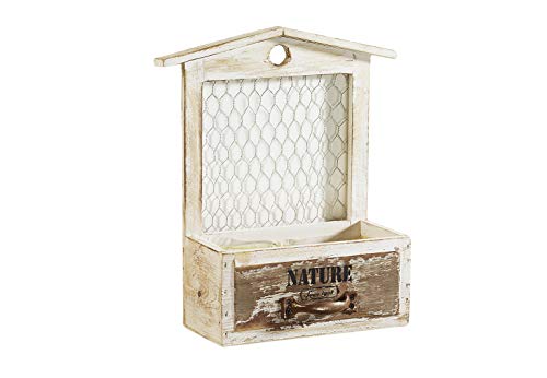 Deko Holz Pflanzschale Blumentopf Pflanzkasten Blumenkasten Balkonkasten Blumen mit Rankgitter Weiss Natur