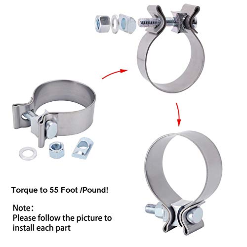 Exhaust Pipe Clamp Muffler Repair Parts - 3.0" Exhaust Clamp Stainless Steel Band Clamp for Exhaust Tips, Exhaust Manifold, Exhaust Resonator, Exhaust Flex Pipe, Catalytic Converter Repair Program