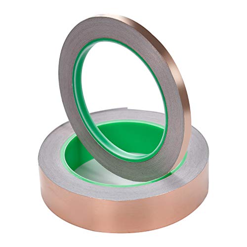 2 in 1 Copper Foil Tape (1inch X 66 FT and 0.25inch X 66 FT) with Conductive Adhesive for Guitar & EMI Shielding, Crafts, Grounding
