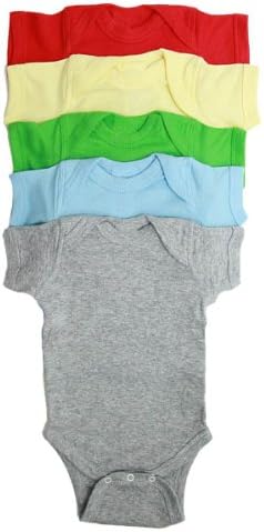 MoonTree Kids 5-Pack Bold Colors Bodysuit, 6 months, Boys