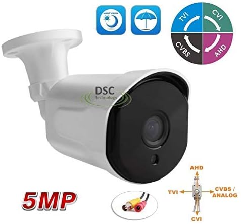 5MP 4-in-1 HD CVI TVI AHD CCTV Bullet Security Camera IP66 3.6mm BNC Output, Night Vision